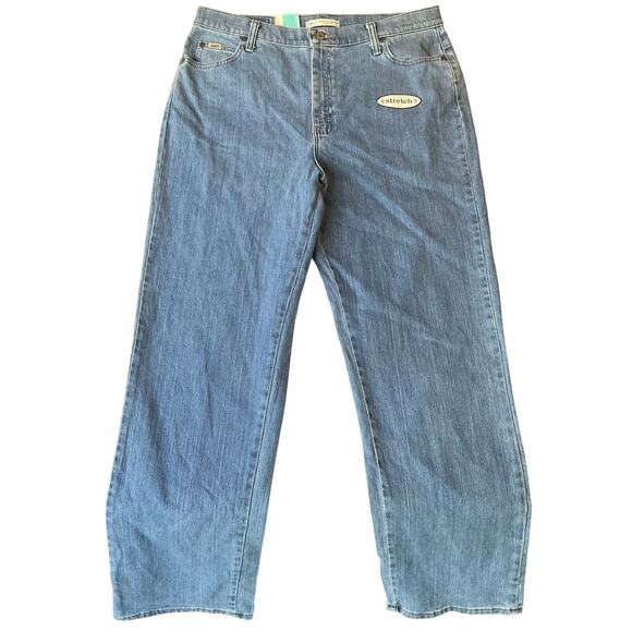 Lee Women Jeans size 16 Long Relaxed Straight Leg High Rise At The Waist Stretch - Picture 1 of 11